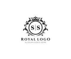 Initial SS Letter Luxurious Brand Logo Template, for Restaurant, Royalty, Boutique, Cafe, Hotel, Heraldic, Jewelry, Fashion and other vector illustration.