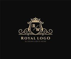 Initial RW Letter Luxurious Brand Logo Template, for Restaurant, Royalty, Boutique, Cafe, Hotel, Heraldic, Jewelry, Fashion and other vector illustration.