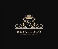 Initial RA Letter Luxurious Brand Logo Template, for Restaurant, Royalty, Boutique, Cafe, Hotel, Heraldic, Jewelry, Fashion and other vector illustration.