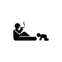 hombre, de fumar, bebé vector icono