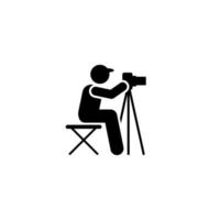 camarógrafo, fotografía, tomando, trípode pictograma vector icono