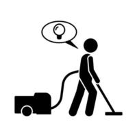 Man have idea during using vacuum cleaner vector icon