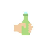 Hand, beer bottle vector icon