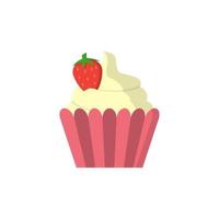 Cupcake strawberry color vector icon