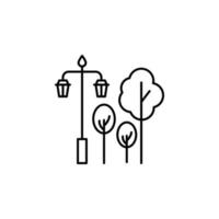 Street lamp, trees, park vector icon