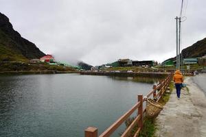 Railing guard beside the Tsomgo lake or Changu lake at east Sikkim photo