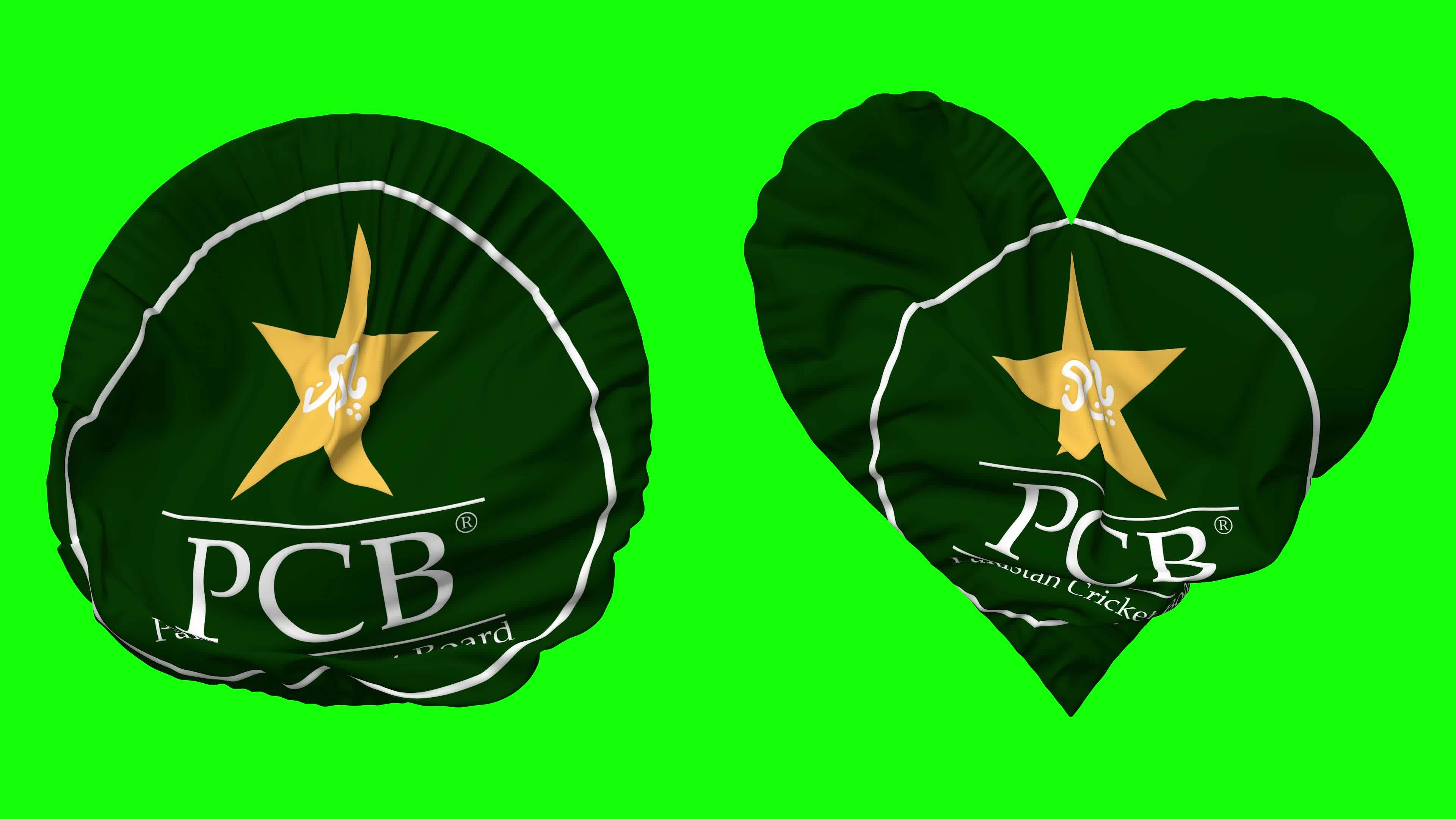 Pakistan Cricket Board, PCB Flag in Heart and Round Shape Waving