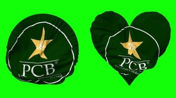 Pakistan Cricket Board, PCB Flag in Heart and Round Shape Waving Seamless Looping, Looped Waving Slow Motion Flag, Chroma Key, 3D Rendering video