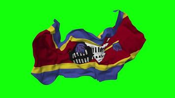 Eswatini Flag Seamless Looping Flying in Wind, Looped Bump Texture Cloth Waving Slow Motion, Chroma Key, Luma Matte Selection of Flag, 3D Rendering video