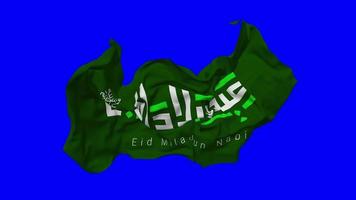 Mawlid an Nabi Ash Sharif, Eid Milad un Nabi PBUH Flag Seamless Looping Flying in Wind, Looped Bump Texture Cloth Waving Slow Motion, Chroma Key, Luma Matte Selection of Flag, 3D Rendering video