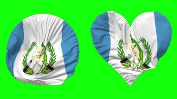 Guatemala Flag in Heart and Round Shape Waving Seamless Looping, Looped Waving Slow Motion Flag, Chroma Key, 3D Rendering video