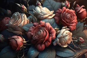 A bouquet of roses in an art style created with technology. photo