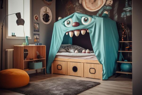 A nightmare with a monster in a child's room. Generative AI ilustração do  Stock