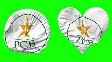 Pakistan Cricket Board, PCB Flag in Heart and Round Shape Waving Seamless Looping, Looped Waving Slow Motion Flag, Chroma Key, 3D Rendering video