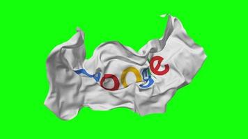 google bandera sin costura bucle volador en viento, serpenteado bache textura paño ondulación lento movimiento, croma llave, luma mate selección de bandera, 3d representación video