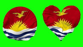 Kiribati Flag in Heart and Round Shape Waving Seamless Looping, Looped Waving Slow Motion Flag, Chroma Key, 3D Rendering video