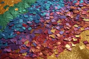 Colourful glittering paper from above created with technology. photo