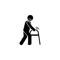 Difficult movement, patient, walker vector icon