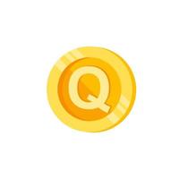Q, letter, coin color vector icon