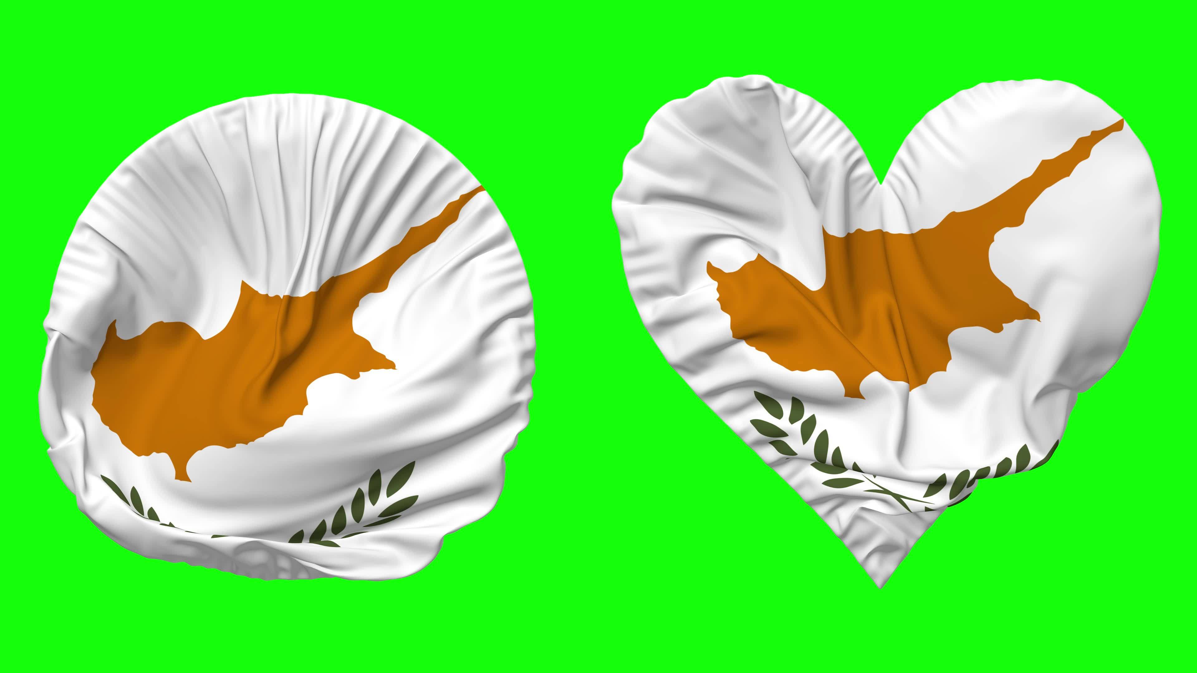 Cyprus Flag In Heart And Round Shape Waving Seamless Looping Looped Cyprus Flag In Heart And Round Shape Waving Seamless Looping Looped