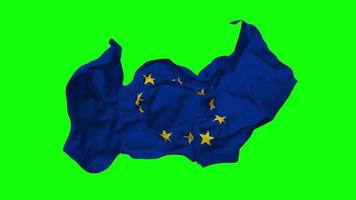 europeo Unión, UE bandera sin costura bucle volador en viento, serpenteado bache textura paño ondulación lento movimiento, croma llave, luma mate selección de bandera, 3d representación video