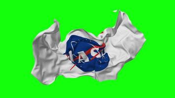 National Luftfahrt und Raum Verwaltung, NASA Flagge nahtlos Schleifen fliegend im Wind, geloopt stoßen Textur Stoff winken schleppend Bewegung, Chroma Taste, Luma matt Auswahl von Flagge, 3d Rendern video