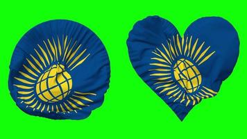 Commonwealth of Nations Flag in Heart and Round Shape Waving Seamless Looping, Looped Waving Slow Motion Flag, Chroma Key, 3D Rendering video