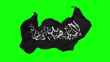 Shahadah Islamic Flag Seamless Looping Flying in Wind, Looped Bump Texture Cloth Waving Slow Motion, Chroma Key, Luma Matte Selection of Flag, 3D Rendering video