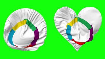 Organisation internationale de la Francophonie, OIF Flag in Heart and Round Shape Waving Seamless Looping, Looped Waving Slow Motion Flag, Chroma Key, 3D Rendering video