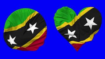 Saint Kitts and Nevis Flag in Heart and Round Shape Waving Seamless Looping, Looped Waving Slow Motion Flag, Chroma Key, 3D Rendering video