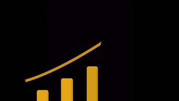 animated illustration of statistic curve with arrow growing up showing profit goal on good business. Suitable to palce on business and finance content video