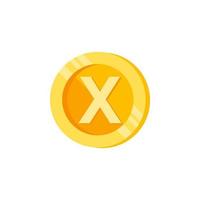 X, letter, coin color vector icon