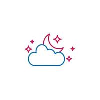 Islam, crescent moon stars and cloud 2 colored line vector icon