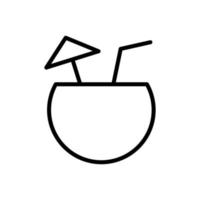 Coconut, cocktail vector icon