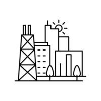 Factory in cityscape line, outline vector sign, linear style pictogram vector icon