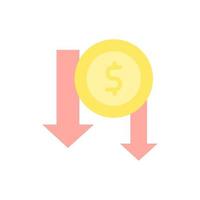arrow down coin dollar vector icon