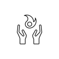 Pyre, hand, magic, fire vector icon
