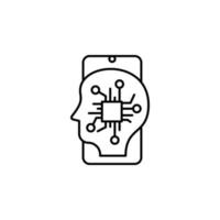 Chip brain mobile vector icon