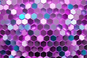 3d illustration of a   blue and pink honeycomb monochrome honeycomb for honey. Pattern of simple geometric hexagonal shapes, mosaic background. photo