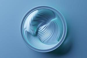 3D rendering abstract blue  round fractal, portal.  Abstract round spiral. photo