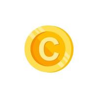 C, letter, coin color vector icon