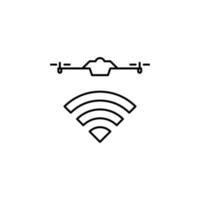 radio wave of the drone field outline vector icon
