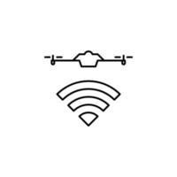 radio wave of the drone field outline vector icon