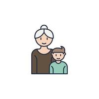 grandmother and grandson cartoon vector icon
