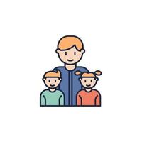 father with children cartoon vector icon