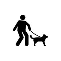 perro caminar hombre vector icono