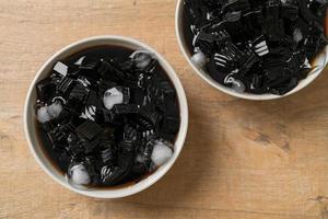 Black grass jelly with ice photo