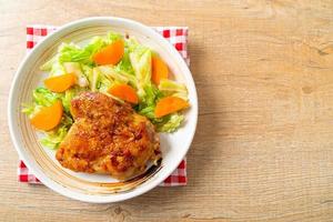 teppanyaki chicken steak with cabbage and carrot photo