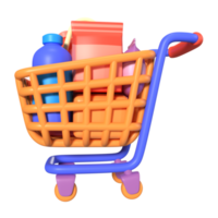 shopping carrello pieno 3d illustrazione icona png