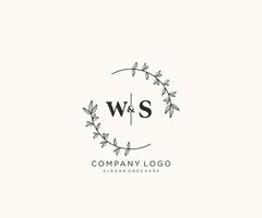 initial WS letters Beautiful floral feminine editable premade monoline logo suitable for spa salon skin hair beauty boutique and cosmetic company. vector